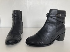 Monsoon Black Leather Heeled Brogue Front Chelsea Boots Size UK 5 EU 38