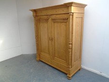 A Fantastic Large Columned Antique/Old Pine Waxed Victorian Knockdown Wardrobe