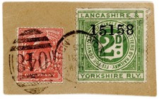 (I.B) Lancashire & Yorkshire Railway : Letter Stamp 2d (Normanton Station)