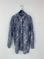 River Island Grey Snakeskin Shirt Regular Fit Long Sleeve Collared UK L