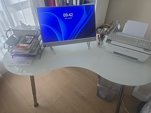 Adjustable glass toped desk - adjustable,