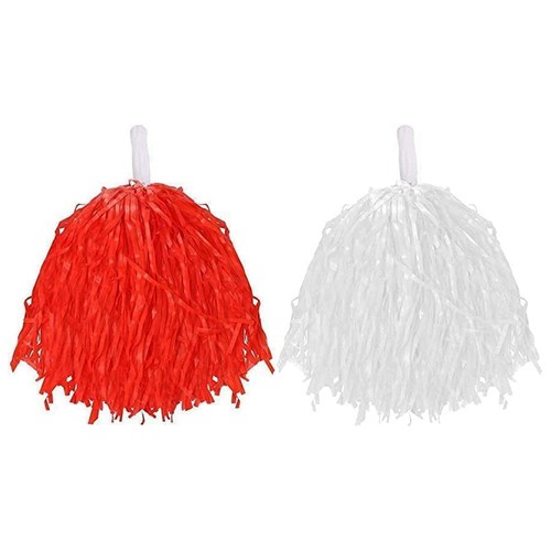 Red and white cheerleader pom - white,