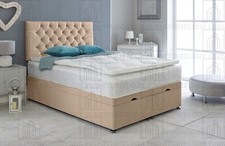 Ottoman Bed Divan Storage Plush Velvet Chesterfiel Bed Head - Foot Lift Gas Lift