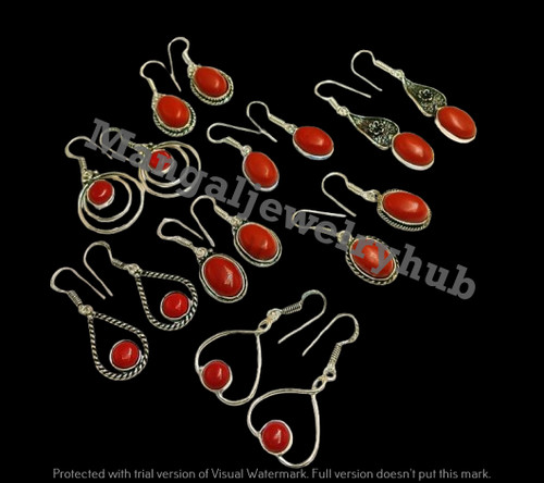 Lot red coral gemstone dangle - lot!,