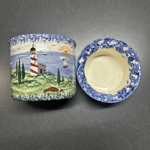 Ceramic lighthouse crock - ceramic,