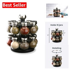 Olde Thompson 16 Jar Orbit Rotating Spice Rack - Perfect Gift for New Homeowners