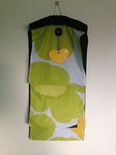 Handmade Marimekko Fabric Unikko Poppy Green Yellow Hanging Newspaper Holder