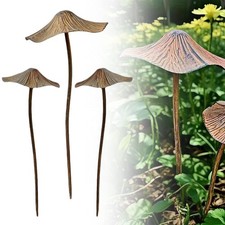 3pcs set rusty metal mushroom - rusty,