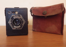 Vintage Coronet Fildia Box Camera and case from the 1940s