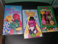 barney's vhs x 3 (magical musical adventure  fun & games and live) kids vhs 