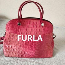 FURLA Pink Croc Embossed