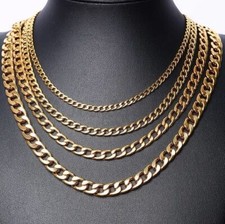 Mens Women Gold Silver Necklace Stainless Steel Cuban Curb Link Chain Necklace