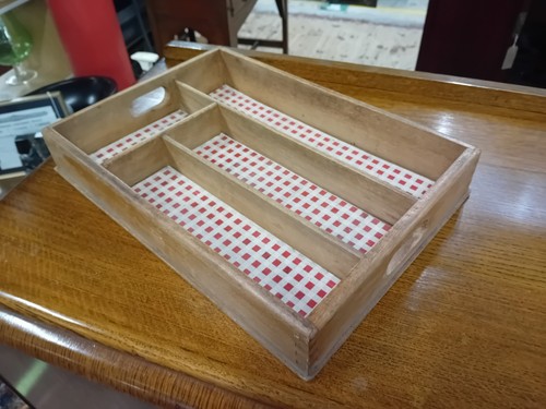 Vintage wooden cutlery tray - wooden,