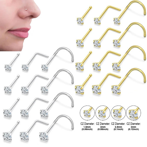 4pcs cubic zirconia nose - nose, stud