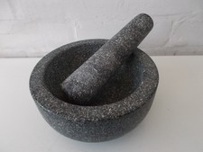 Pestle and Mortar Set Large Premium Solid Granite Stone Black - 17cm (6.5")