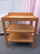 John Lewis Wood Baby Changer / Changing Unit / Table - Natural Pine - 2 Shelves