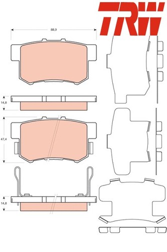 Rear brake pads set gdb3447 - set,