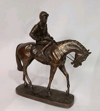 Heredities 'Derby Day' Cold Cast Bronze Horse & Jockey Figurine (Missing Whip) 