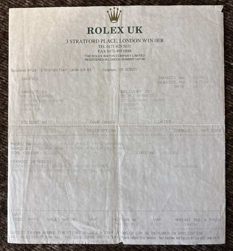 Rolex service certificate - rolex,