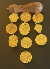 10 Wax Stamps Head With Wooden