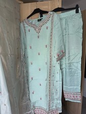 Asian Pastel Blue Embroidered