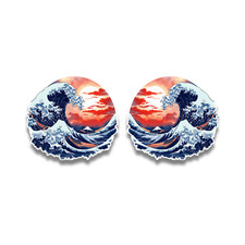 2x Small Tsunami Wave Sea Ocean Vinyl Sticker Decal Car Window Scrapbook 60x55mm