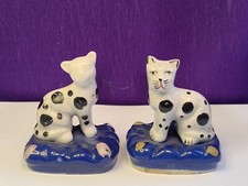 Pair Cats Staffordshire  Figurines on Cushion English #3.