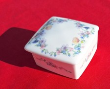 Vintage Wedgewood Angela Bone China Square Trinket Box Floral