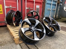19" TTRS Rotor V2 Style Alloy Wheels - Black Polished - Audi A3 A4 A6 TT
