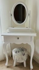 Solid Wood Up-cycled Shabby Chic White Dressing Table Set