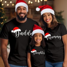 Personalised Christmas T-shirt Santa Hat Family Matching Gift Costume Set T-5086