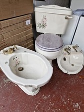 Vernon Tutbury Peony Bathroom Suite Toilet Bidet Basin. Vintage