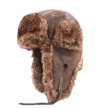 Leather Winter Trapper Hat Pilot Snow Cap With Ear Flap Outdoors