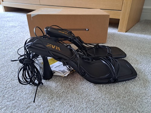 Zara black strappy tie high - up,