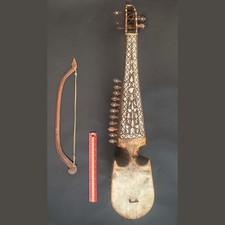Antique Circa 18th-19th Century Rabab & Bow Musical Instrument 85cm Afghanistan