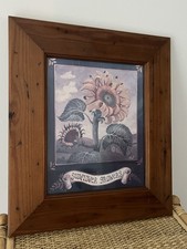 Vintage Wooden Framed Sunflower Growers Art Print  Mildred Gordon 37cm X 22cm
