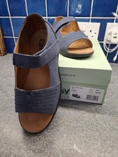 Dark Blue Sandals. Wide Fit Size 4. Only Worn A Few Times In House.
