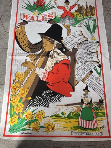 Vintage welsh wales tea towel - vintage,