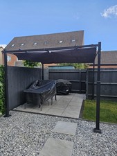 Outdoor Pergola 3x3m Grey Aluminium Retractable Roof Patio Gazebo Canopy