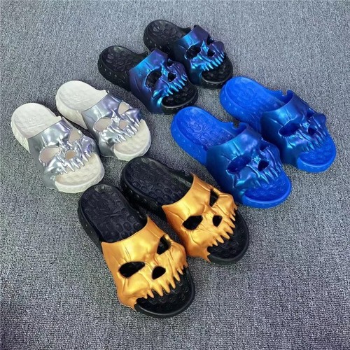 Slippers skull platform slides - skull,