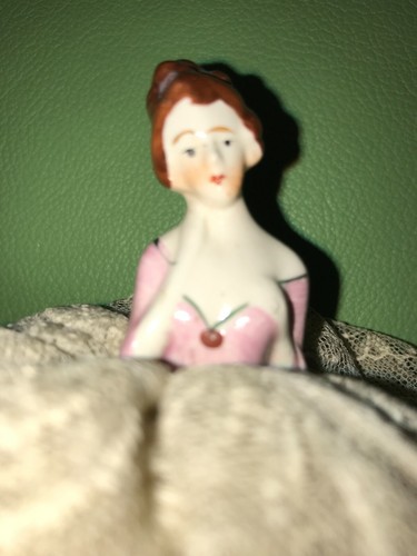 Antique vintage half doll pin