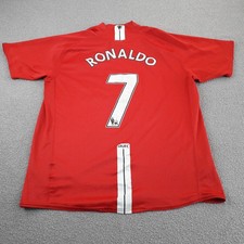 Manchester United Ronaldo Mens Shirt Large L Red Home 2007-2009 Jersey Top Man U