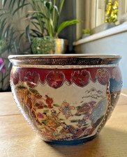 Oriental Chinese Small Bowl Planter Decorative Plant Pot