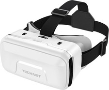 TECKNET VR Headset for Phone, Virtual Reality Headsets with Headset, White 