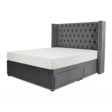 Ark Future Chesterfield Winged Divan Bed Set Plush Velvet Upholstered ,Drawer