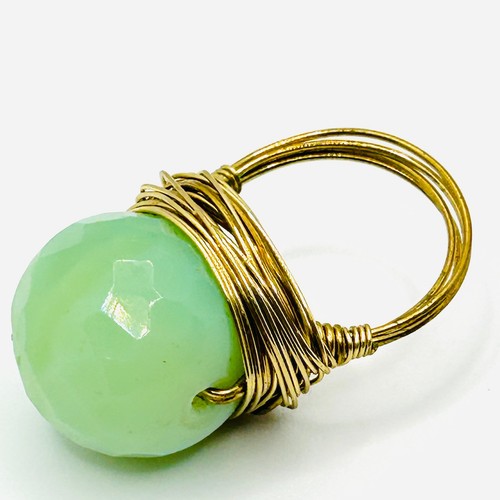 Green jade gold wire wrapped - gold,