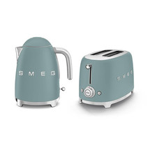 SMEG Kettle & Toaster Set - 1.7L, 300W Kettle, 2 Slice Toaster, Storm Blue