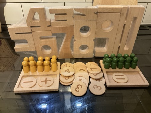 Large wooden numbers and - numbers,