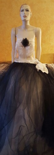 Ivory black beaded - &, lace