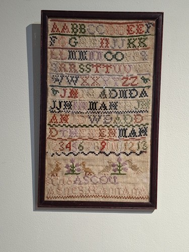 Antique needlework sampler - needlework,